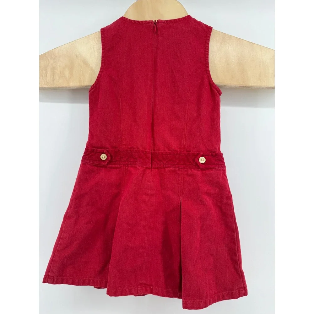 Tommy Hilfiger Pleated Jumper Dress Size 5 Cotton Red Preppy Plaid Lined Y2K